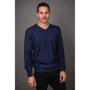 Ansett of Seymour Men's 100% Pure Wool Knit Jumper Sweater Pullover Blue Size 22